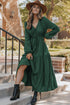 Long Sleeve Button Front Drawstring Waist Maxi Dress