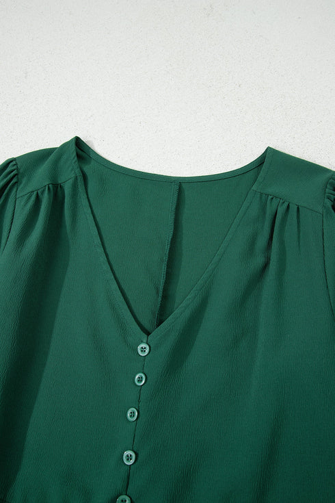 Long Sleeve Button Front Drawstring Waist Maxi Dress