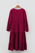Long Sleeve Button Front Drawstring Waist Maxi Dress