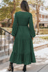 Long Sleeve Button Front Drawstring Waist Maxi Dress