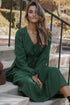 Long Sleeve Button Front Drawstring Waist Maxi Dress
