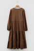 Long Sleeve Button Front Drawstring Waist Maxi Dress