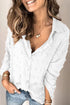 Long Sleeve Button Fuzzy Polka Dot Shirt
