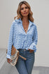 Long Sleeve Button Fuzzy Polka Dot Shirt