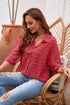 Long Sleeve Button Fuzzy Polka Dot Shirt