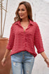 Long Sleeve Button Fuzzy Polka Dot Shirt