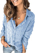 Long Sleeve Button Fuzzy Polka Dot Shirt