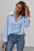 Long Sleeve Button Fuzzy Polka Dot Shirt