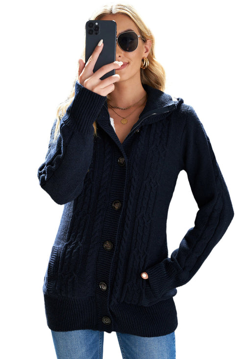 Long Sleeve Button-Up Hooded Cardigans