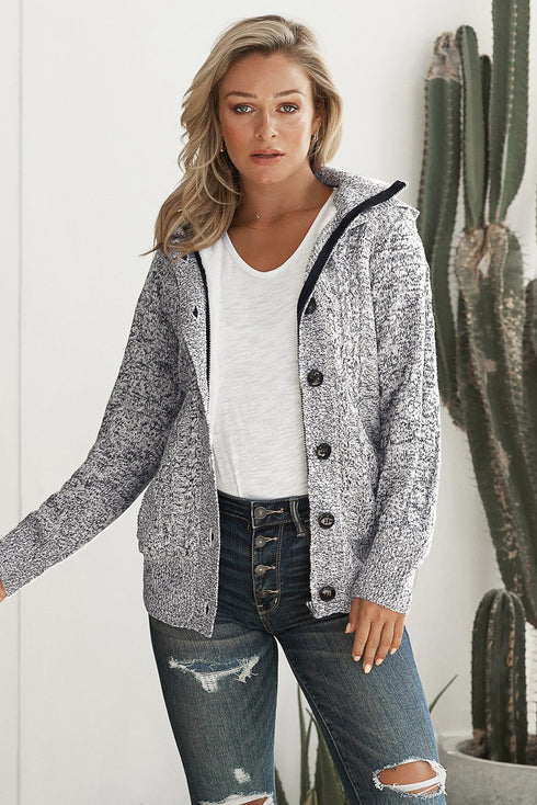 Long Sleeve Button-Up Hooded Cardigans