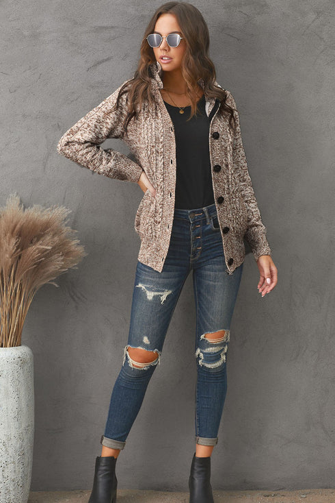 Long Sleeve Button-Up Hooded Cardigans