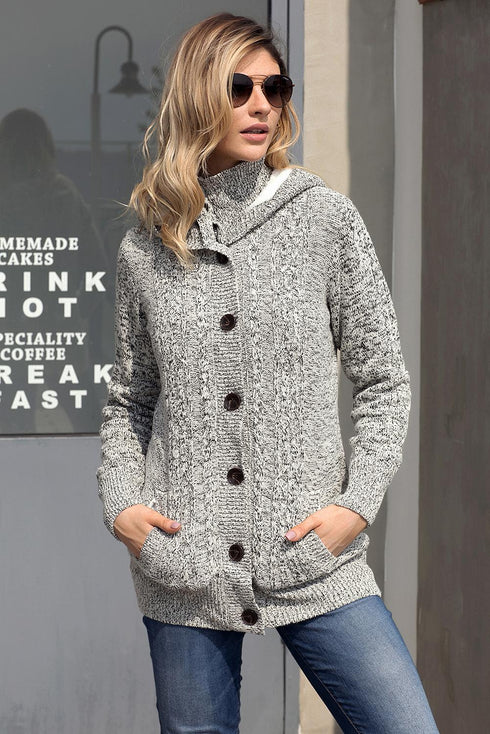 Long Sleeve Button-Up Hooded Cardigans