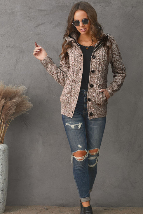 Long Sleeve Button-Up Hooded Cardigans