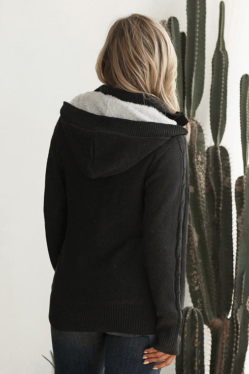 Long Sleeve Button-Up Hooded Cardigans