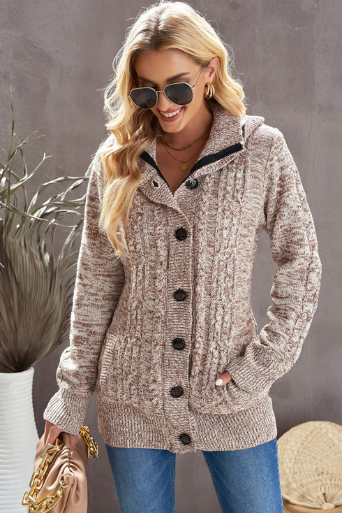 Long Sleeve Button-Up Hooded Cardigans
