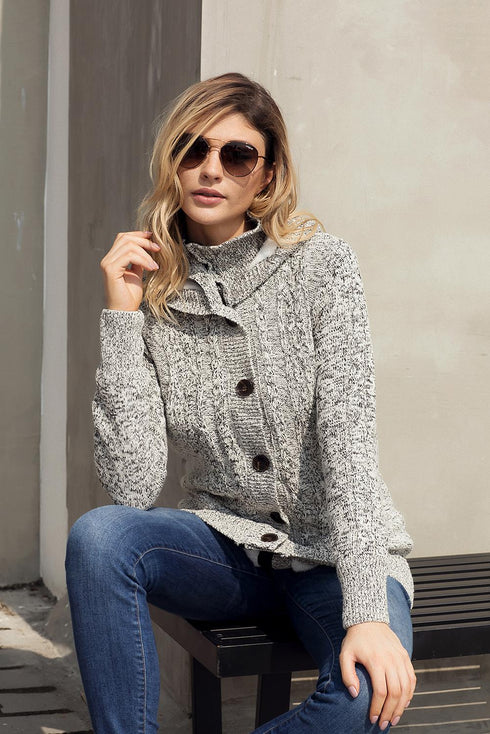 Long Sleeve Button-Up Hooded Cardigans