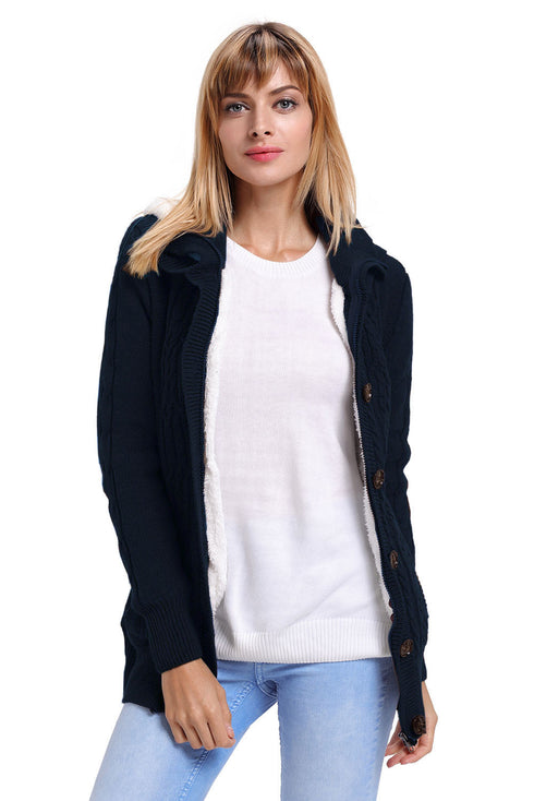 Long Sleeve Button-Up Hooded Cardigans