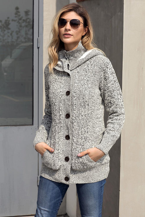 Long Sleeve Button-Up Hooded Cardigans