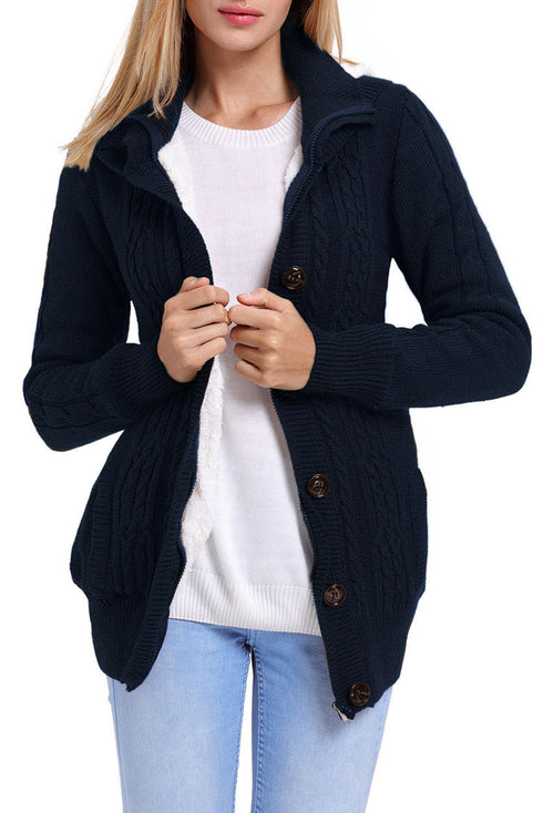 Long Sleeve Button-Up Hooded Cardigans