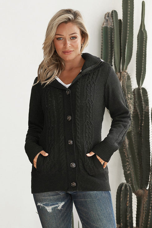Long Sleeve Button-Up Hooded Cardigans