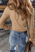 Long Sleeve Buttons V Neck Slim Fit Top