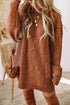 Long Sleeve Cable Knit Crew Neck Sweater Dress