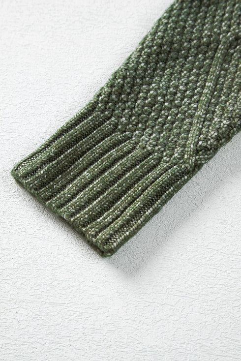 Long Sleeve Cable Knit Crew Neck Sweater Dress