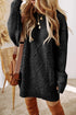 Long Sleeve Cable Knit Crew Neck Sweater Dress
