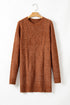 Long Sleeve Cable Knit Crew Neck Sweater Dress