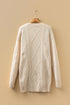 Long Sleeve Cable Knit Crew Neck Sweater Dress