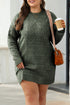 Long Sleeve Cable Knit Crew Neck Sweater Dress