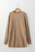 Long Sleeve Cable Knit Crew Neck Sweater Dress