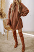 Long Sleeve Cable Knit Crew Neck Sweater Dress