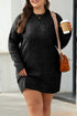 Long Sleeve Cable Knit Crew Neck Sweater Dress