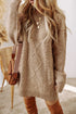 Long Sleeve Cable Knit Crew Neck Sweater Dress