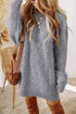 Long Sleeve Cable Knit Crew Neck Sweater Dress