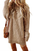 Long Sleeve Cable Knit Crew Neck Sweater Dress