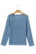 Long Sleeve Crochet Knit Round Neck Pullover Sweater