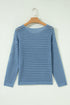 Long Sleeve Crochet Knit Round Neck Pullover Sweater
