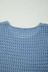 Long Sleeve Crochet Knit Round Neck Pullover Sweater