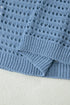 Long Sleeve Crochet Knit Round Neck Pullover Sweater