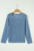 Long Sleeve Crochet Knit Round Neck Pullover Sweater