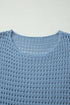 Long Sleeve Crochet Knit Round Neck Pullover Sweater