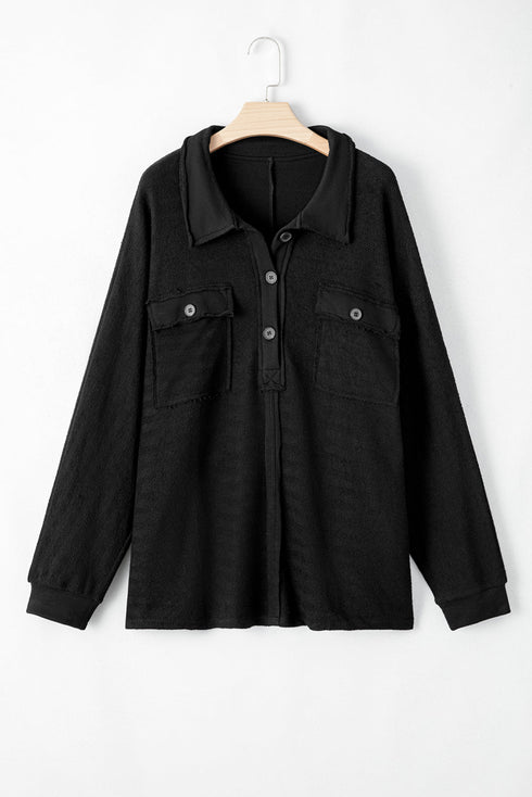 Long Sleeve Flap Pocket Utility Henley Top