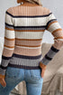 Long Sleeve Geometric Striped Ribbed Knit Fitted Sweater