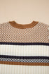 Long Sleeve Geometric Striped Ribbed Knit Fitted Sweater