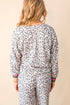 Long Sleeve Leopard Print Striped Patchwork V Neck Pant Set