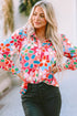 Long Sleeve Retro Floral Print Button Down Shirt