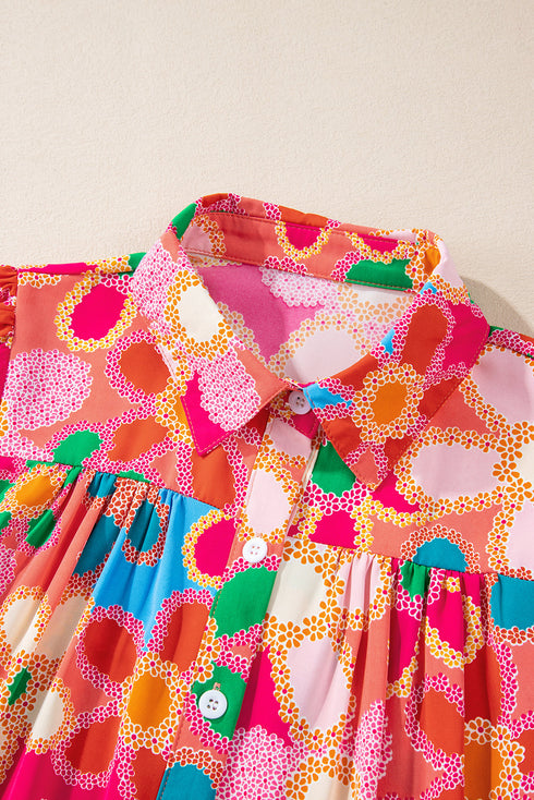 Long Sleeve Retro Floral Print Button Down Shirt