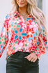 Long Sleeve Retro Floral Print Button Down Shirt